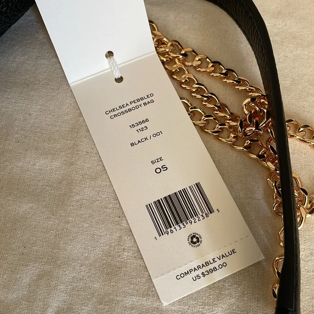 NEW✨tory Burch Chelsea pebbled crossbody bag black chain strap